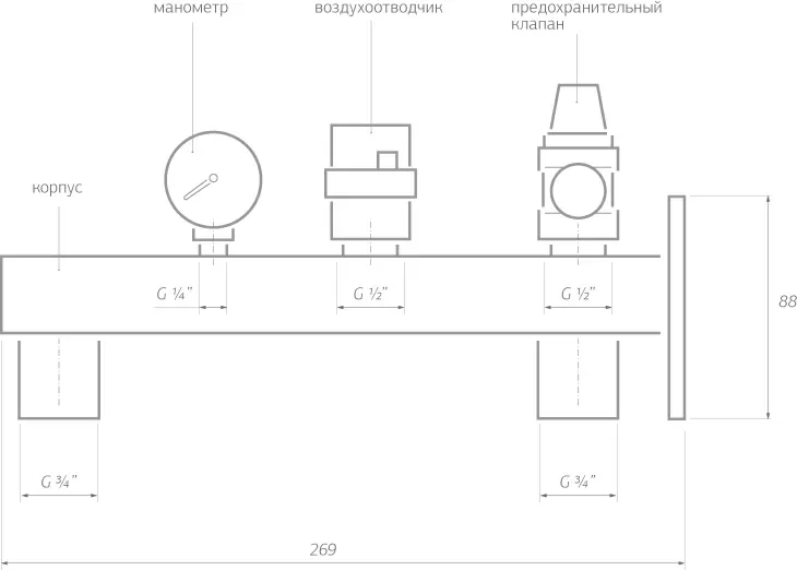 Группа безопасности VT-495 для электрических котлов до 44 кВт